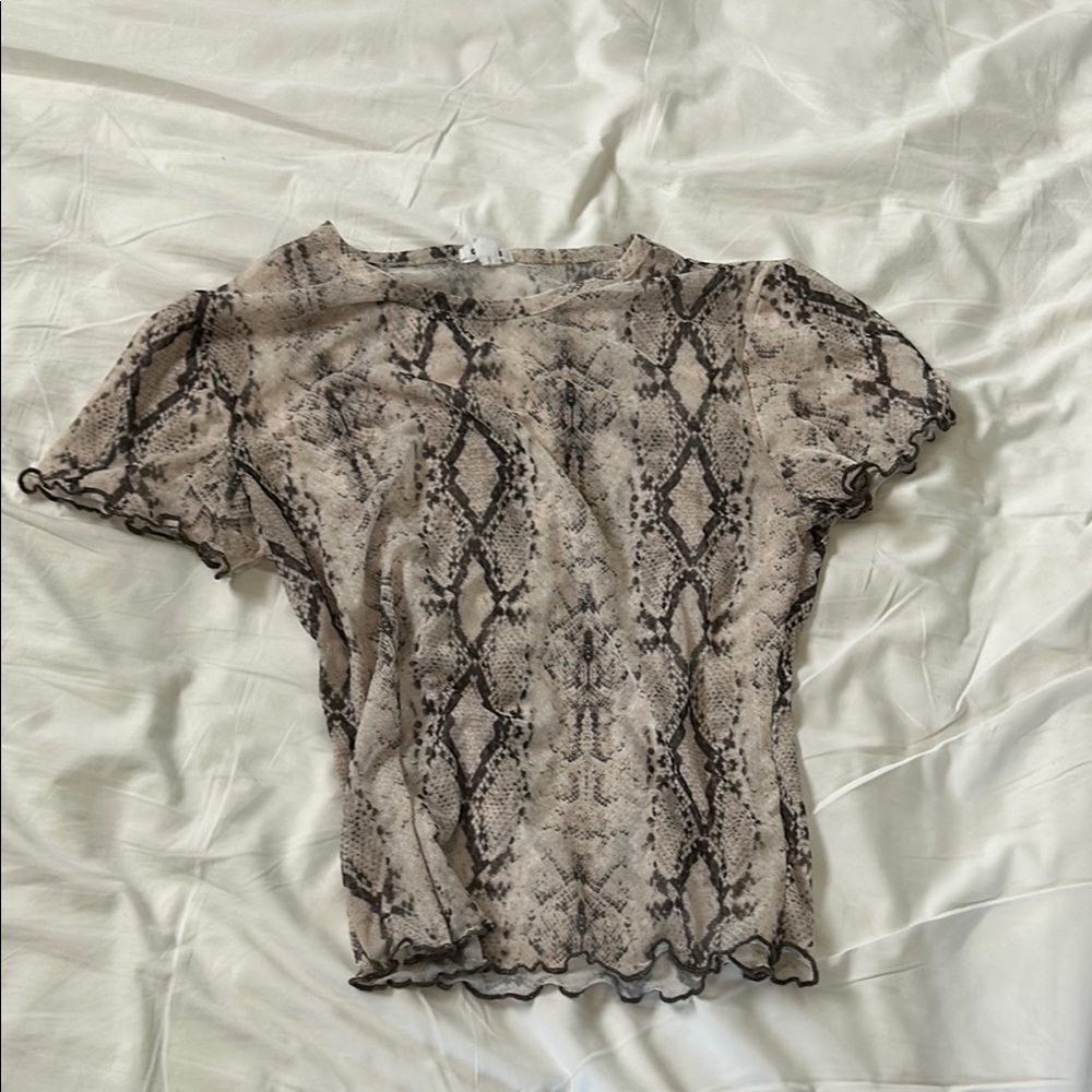 Snake Print Sheer Top